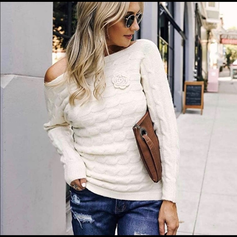 Boho Slouchy off the Shoulder Sweater